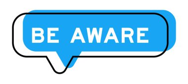 Konuşma pankartı ve mavi tonda kelime beyaz arkaplanda dikkat edin