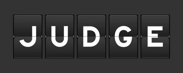 灰色の背景に単語の裁判官と黒の色のアナログフリップボード — ストックベクタ