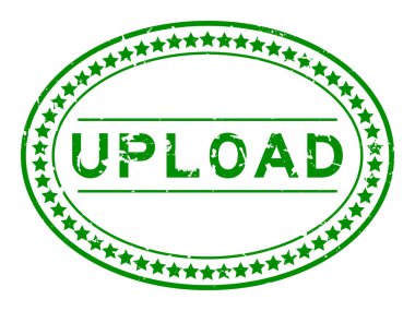 Grunge yeşil kelime oval lastik mühür beyaz arka plan üzerine yükleme