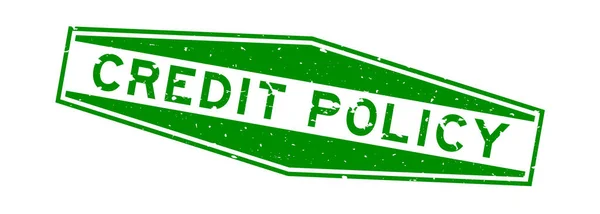 Grunge Πράσινο Πιστωτική Πολιτική Λέξη Εξάγωνο Σφραγίδα Καουτσούκ Λευκό Φόντο — Διανυσματικό Αρχείο