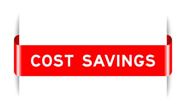 Piros Színű Beillesztett Címke Banner Szó Költség Megtakarítás Fehér Háttér — Stock Vector