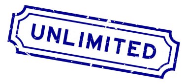 Grunge mavi sözcüğü beyaz arka planda lastik mühür