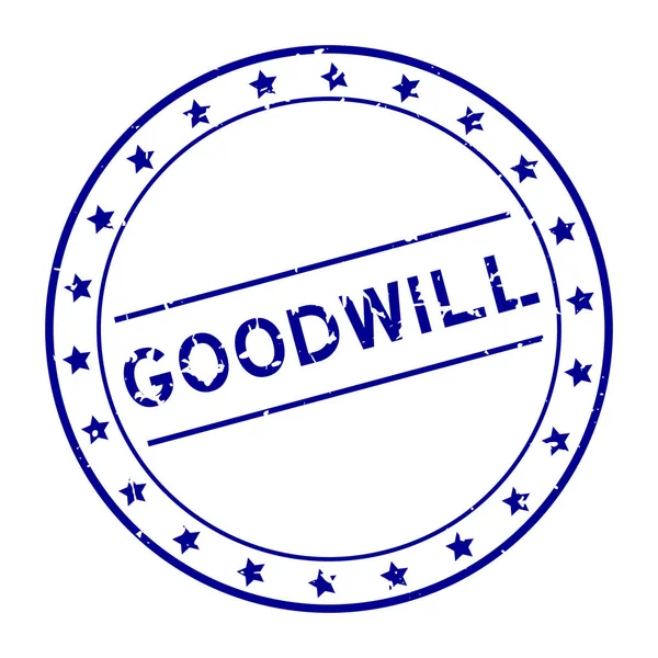 Grunge Blue Goodwill Wort Runde Gummidichtung Stempel Auf Weißem Hintergrund — Stockvektor