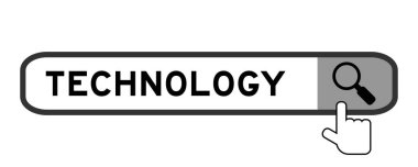 Beyaz arkaplanda büyüteç simgesi olan kelime teknolojisi ile arama paneli