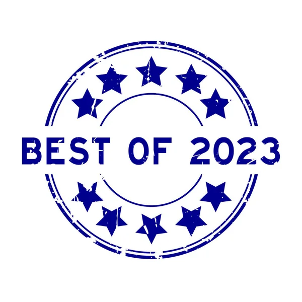 Grunge Μπλε Καλύτερο Από 2023 Λέξη Στρογγυλό Ελαστικό Σφραγίδα Σφραγίδα — Διανυσματικό Αρχείο