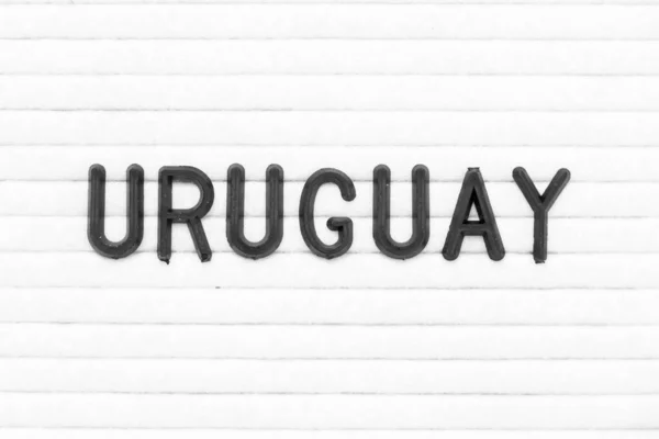 Zwarte Kleur Letter Woord Uruguay Witte Vilten Boord Achtergrond — Stockfoto