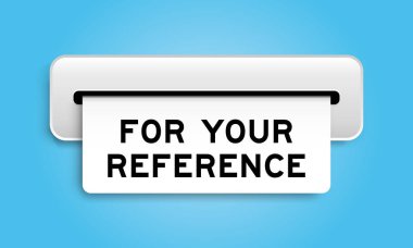 Mavi renk arkaplanındaki makineden referansınız için kelime içeren beyaz kupon pankartı