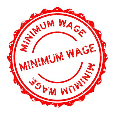 Grunge kırmızı asgari ücret sözcüğü beyaz arka planda lastik mühür damgası