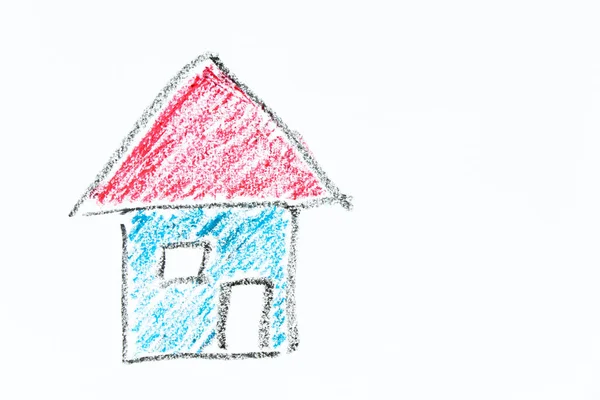 Dibujo Mano Color Pastel Aceite Forma Casa Casa Sobre Fondo —  Fotos de Stock
