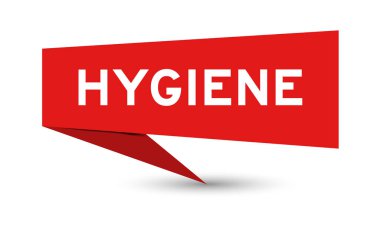 Beyaz arka planda kelime hijyeniyle kırmızı renk konuşma pankartı