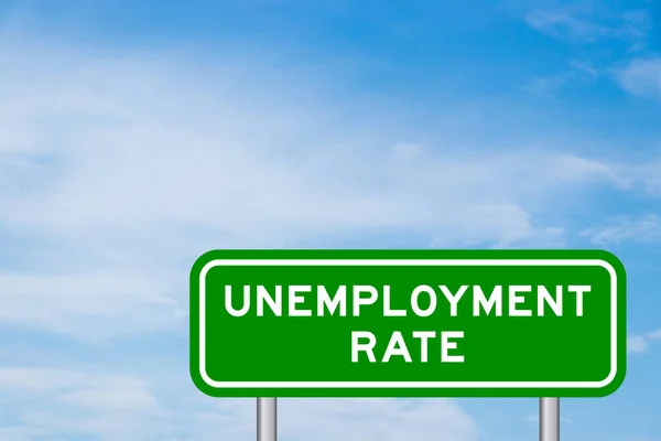 Πράσινο Χρώμα Σήμα Μεταφοράς Λέξη Ποσοστό Ανεργίας Στο Μπλε Του — Φωτογραφία Αρχείου