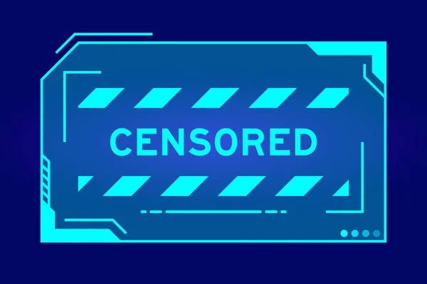 青の背景にユーザーインターフェイス画面で検閲された単語を持つ未来的なフッドバナー — ストックベクタ