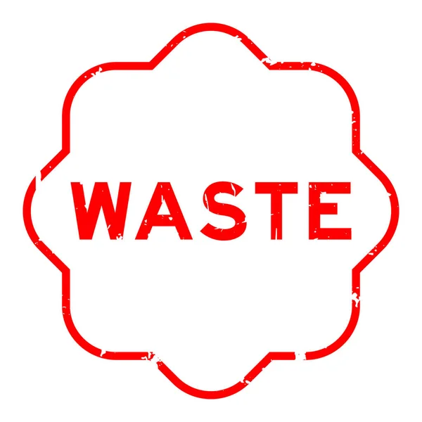 白い背景に光沢のある赤い廃棄物単語ゴムシールスタンプ — ストックベクタ