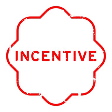 Grunge kırmızı teşvik edici kelime beyaz arka planda lastik mühür