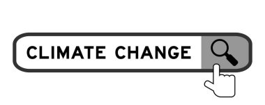 Beyaz arkaplanda büyüteç simgesi bulunan sözcük iklim değişikliğinde arama paneli