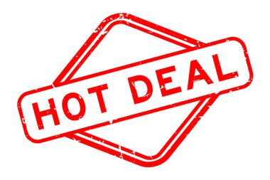 Grunge kırmızı anlaşma kelime beyaz arka planda lastik mühür