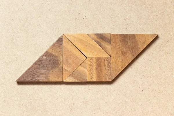 Wooden Tangram Parallelogram Shape Wood Background — Stock Photo, Image