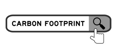 Beyaz zemin üzerinde büyüteç simgesi olan kelime karbon ayak izi ile arama paneli