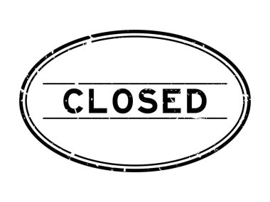 Grunge siyah kapalı kelime oval lastik mühür damgası beyaz arka plan üzerinde