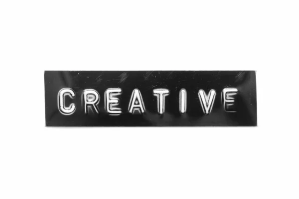Banner Color Negro Que Tiene Letra Relieve Con Palabra Creativa —  Fotos de Stock