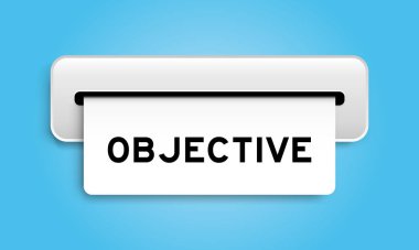 Mavi arkaplan üzerine makine nesnel kelime ile beyaz kupon pankartı