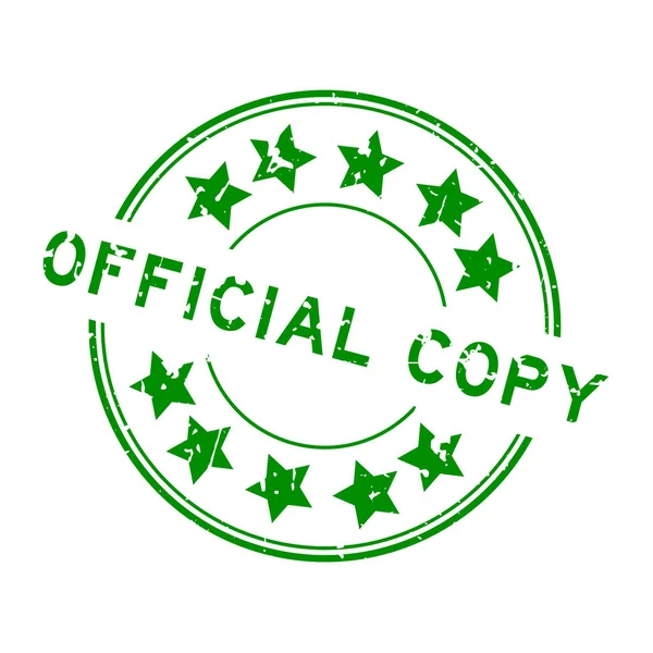 Grunge Vert Copie Officielle Mot Avec Icône Étoile Rond Tampon — Image vectorielle