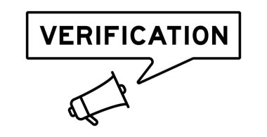 Beyaz arkaplanda sözcük doğrulamasında konuşma baloncuğu olan megafon simgesi