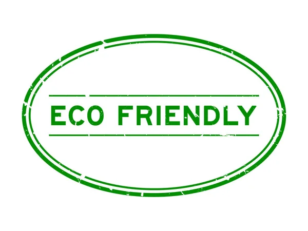 Grunge Verde Eco Amichevole Parola Timbro Gomma Ovale Sfondo Bianco — Vettoriale Stock