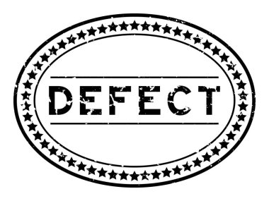 Beyaz arka plan üzerinde Grunge siyah kusur kelime oval kauçuk mühür damga