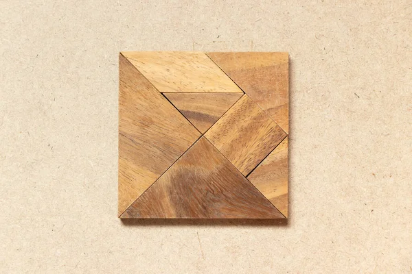 Wooden Tangram Square Rectangle Shape Wood Background — Stock Photo, Image