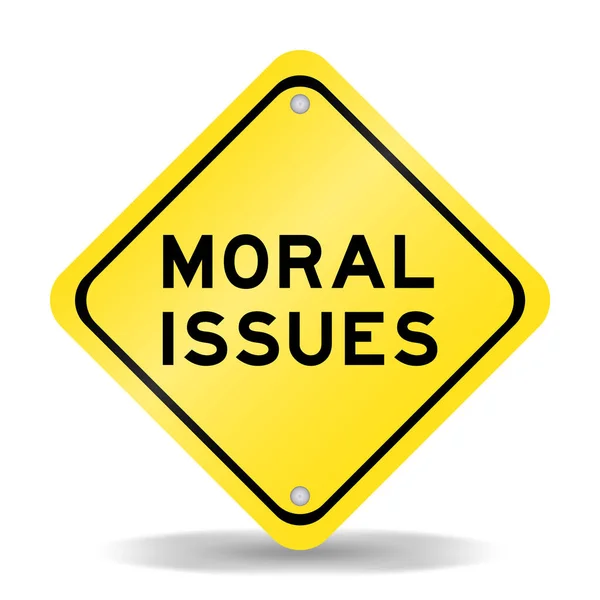 Gelbe Farbe Transportschild Mit Wort Moralische Fragen Auf Weißem Hintergrund — Stockvektor