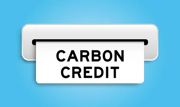 Mavi Arka Plandaki Makineden Alınan Karbon Krediyle Birlikte Beyaz Kupon — Stok Vektör