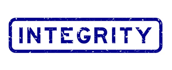 Grunge Mavi Bütünlük Word Meydanı Lastik Mühür Damgası Beyaz Arka — Stok Vektör