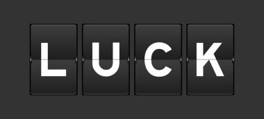 Siyah renk analog ters çevirme tahtası ve gri arka planda kelime şansı