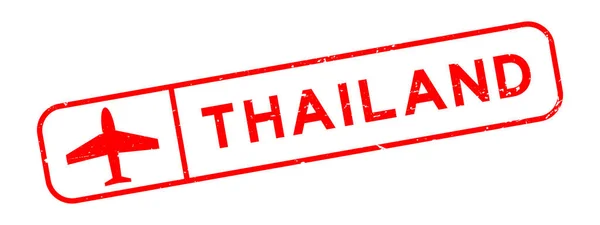 Grunge Rotes Thailändisches Wort Mit Flugzeug Ikone Quadratischer Gummidichtungsstempel Auf — Stockvektor