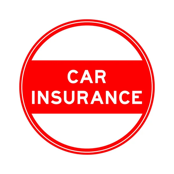 白色底色轿车保险中的红色圆形印章贴纸 — 图库矢量图片
