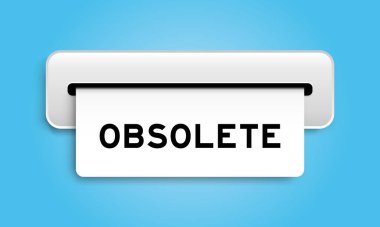 Beyaz kupon pankartı mavi arkaplandaki makineden sözcüğün modası geçmiş