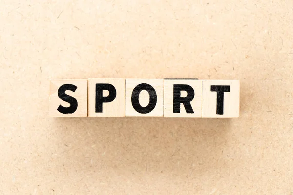 Blok Huruf Alfabet Dalam Olahraga Kata Pada Latar Belakang Kayu — Stok Foto