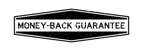 Grunge Μαύρο Επιστροφής Χρημάτων Εγγύηση Λέξη Εξάγωνο Σφραγίδα Καουτσούκ Λευκό — Διανυσματικό Αρχείο