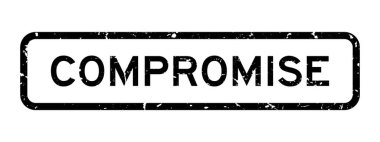 Grunge siyah uzlaşmacı sözcük kare beyaz arka planda mühür