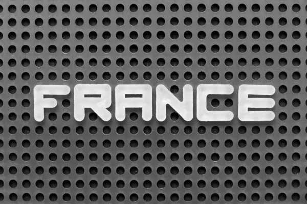 Белая Буква Алфавита Слове Франция Фоне Черной Доски — стоковое фото