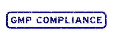 Grunge blue GMP (iyi üretim pratiği) beyaz arkaplanda sözcüğün kare kauçuk mühür damgası