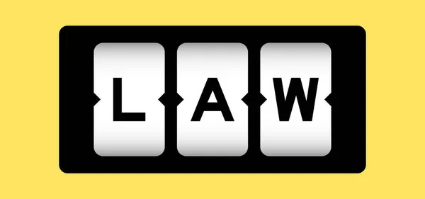 Чорний Колір Слові Закон Ігровому Банері Жовтим Кольором Фону — стоковий вектор