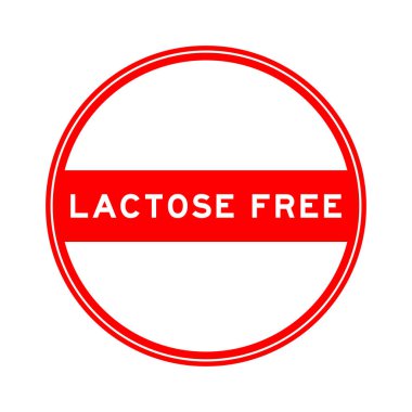 Beyaz arkaplanda laktozsuz kırmızı renkli mühür etiketi