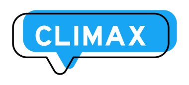 Konuşma pankartı ve mavi tonda beyaz arkaplanda kelime doruk noktası