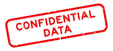 Grunge kırmızı gizli veri sözcüğü beyaz arka planda kare kauçuk mühür