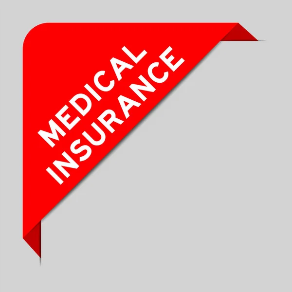 灰色背景下印有 医疗保险 字样的角色旗红色 — 图库矢量图片