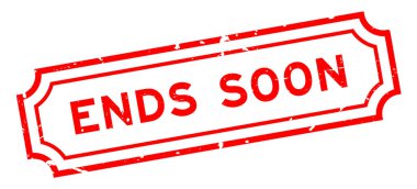 Grunge kırmızısı yakında bitecek. Beyaz arka planda lastik mühür damgası var.