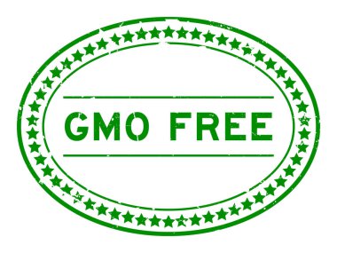 Grunge Green GMO (Genetik olarak değiştirilmiş organizmaların kısaltılmışı) beyaz arkaplanda bedava kelime oval lastik mühür