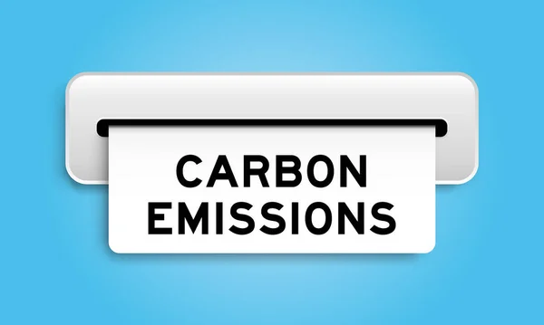 Mavi Arkaplandaki Makineden Karbon Emisyonu Sözcüğü Içeren Beyaz Kupon Pankartı — Stok Vektör
